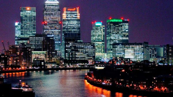 Bright Neon Night Time City